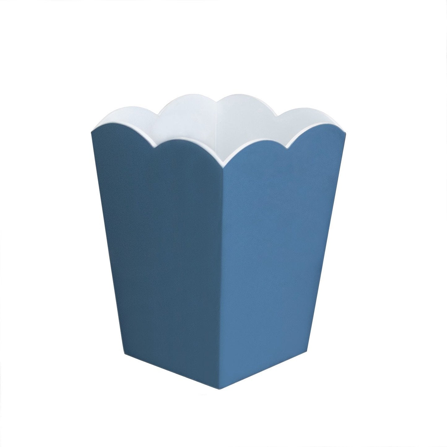 Scalloped Lacquer Bin – Denim & White - Addison Ross Ltd UK